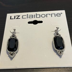 Liz Claiborne black drop earrings with silver accents